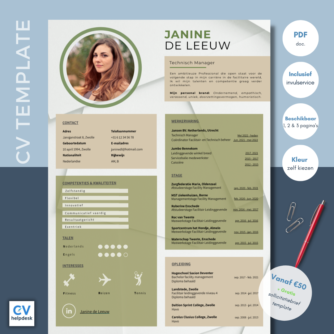 CV template, CV tips, CV schrijven, CV Samples